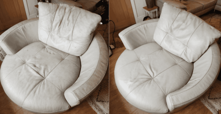 white leather seat before + after